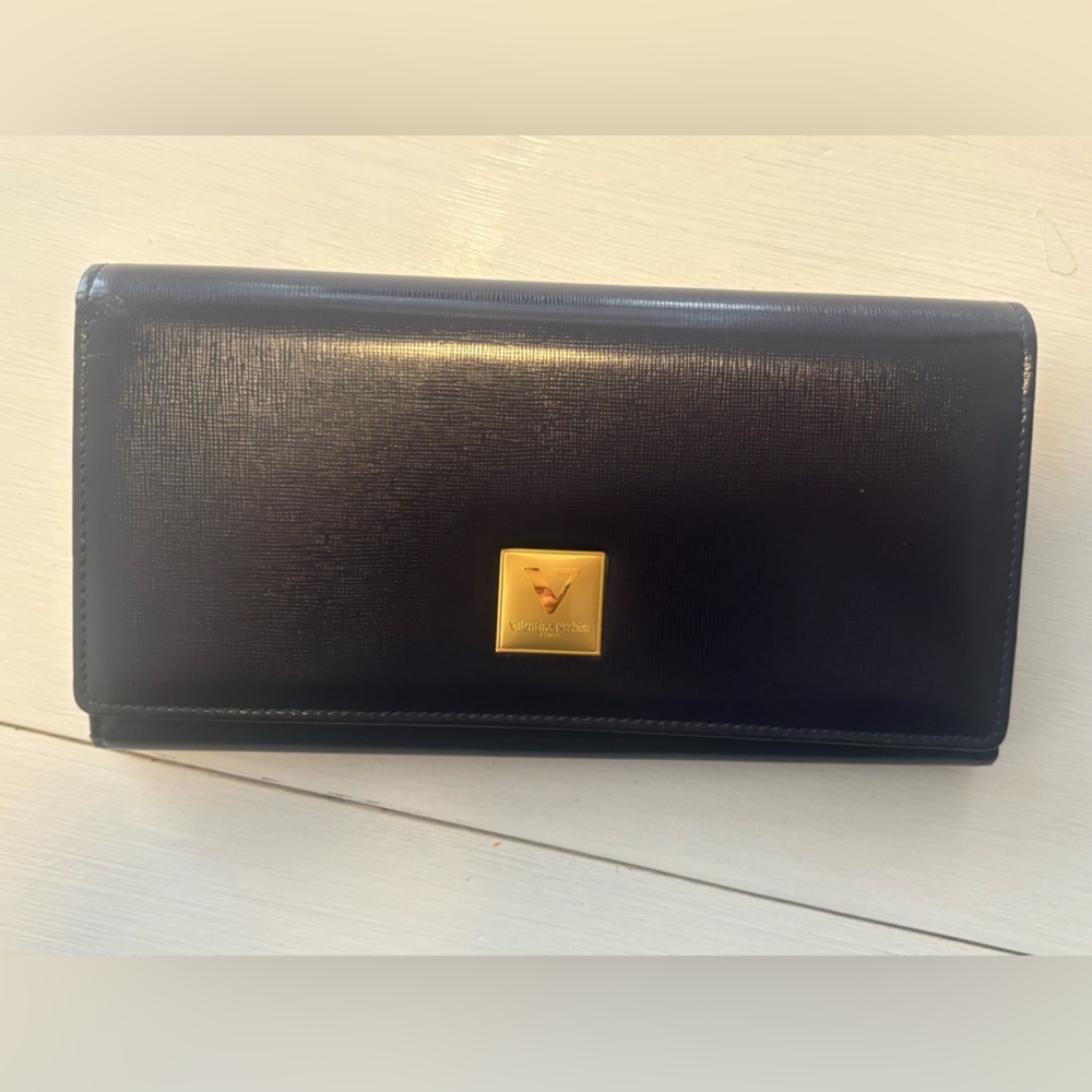 Valentino Nerbini Italy Leather Wallet Navy Blue